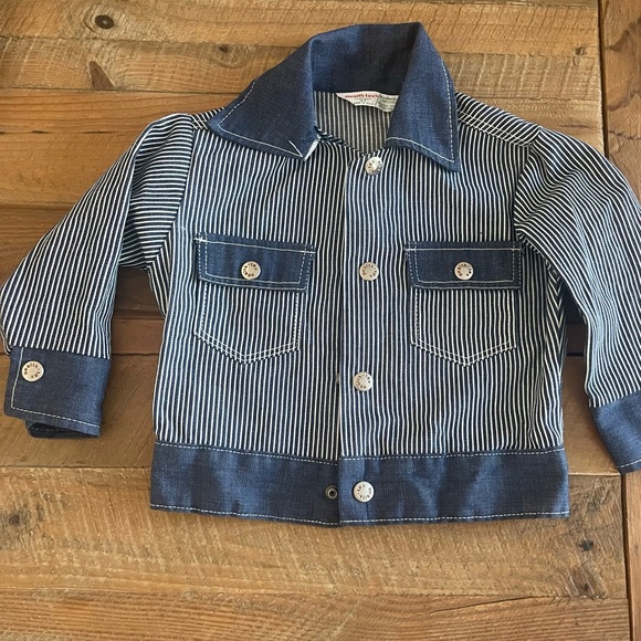 Vintage RARE Healthtex Railroad Pinstripe Toddler Jacket! Like NEW! - Picture 3 of 8